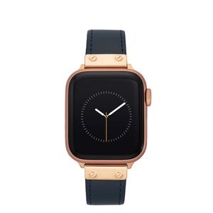 Anne Klein black leather Apple Watch band